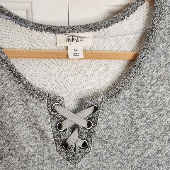 Style & Co Women's XL Short Sleeve Dress Lace Up Detail on front and sides - Picture 3 of 7